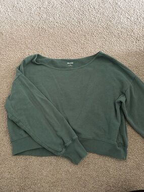 Hollister Green Off the Shoulder Cropped Sweatshirt